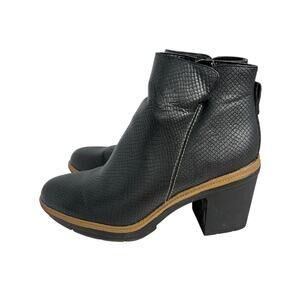 Dr. Scholl's FINDER KEEPER Black Faux-Snakeskin Ankle Boots 3" Heel Size 10